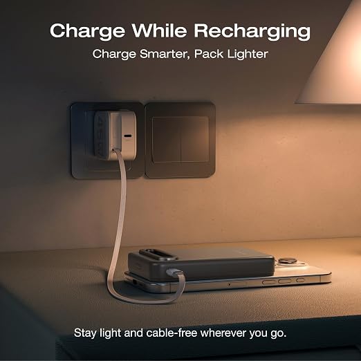 EF ECOFLOW Rapid Mag Power Bank, Qi2 Certified 15W Ultra-Fast MagSafe-Compatible Portable Charger, 10,000mAh Magnetic Power Charger with Foldable Stand, for iPhone 17/16/15.