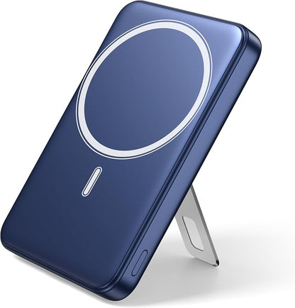 for Magsafe Portable Charger, 10000mAh Wireless Power Bank with Stand and PD 20W, USB C Fast Charging Powerbank, Magnetic Battery Pack Compatible with iPhone 17/16/15/14/13/12 Pro Max - Dark Blue