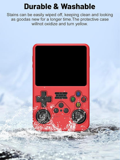 Silicone Protective Case for Anbernic R36S Game Console, Full-Body Protective Cover with Precise Cutout, Shockproof Dustproof Protector Sleeve & Scratch-Resistant Sleeve (Red)