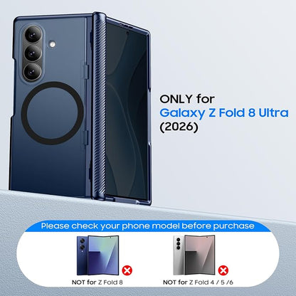 Red2Fire for Samsung Galaxy Z Fold 8 Ultra Case with Privacy Screen Protector, [Compatible with Magsafe], [Built-in Kickstand & Full Body Hinge Protection] Magnetic Slim Phone Case, Blue