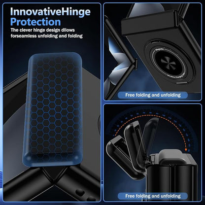 Hekodonk for Galaxy Z Flip 8 Case with 360 Rotatable Stand,[Compatible with MagSafe][Front Screen Protector],Magnetic Ring Holder with Hinge Protective Case for Samsung Z Flip 8,All Black