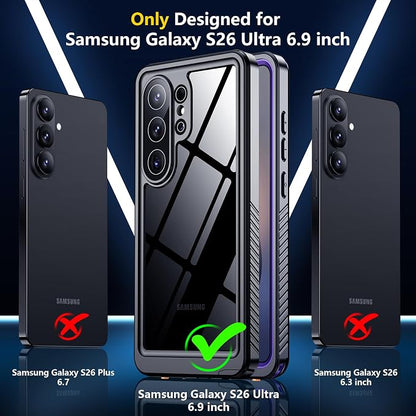 SPIDERCASE Designed for Samsung Galaxy S26 Ultra Case Waterproof,Built-in Screen & Camera Lens Protector[IP68 Underwater] [Military Grade Shockproof] Full Body Protection Phone Case,Purple/Clear