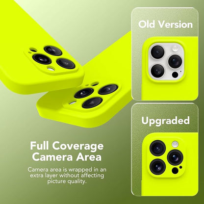 Magnetic for iPhone 16 Pro Max Case, Compatible with MagSafe, [Full Camera Protection][Screen Protector] Silicone Shockproof Protective Phone Case for iPhone 16 Pro Max, Fluorescent Green