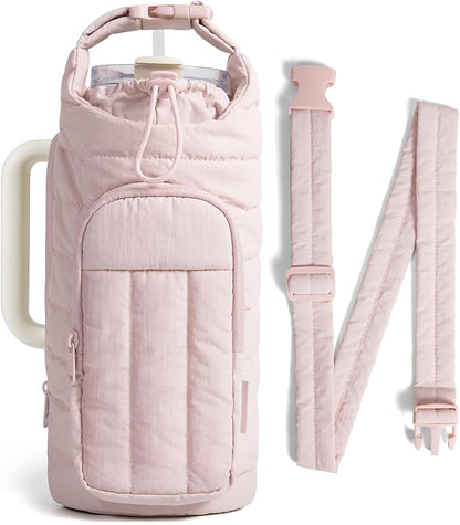 BAGSMART Water Bottle Holder Bag with Strap, 40/32 oz Crossbody Bag Gym Accessories, Sling Purses for Women