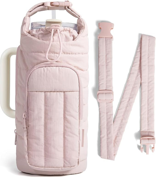 BAGSMART Water Bottle Holder Bag with Strap, 40/32 oz Crossbody Bag Gym Accessories, Sling Purses for Women