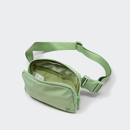 Pander Two Way Zipper Fanny Pack Nylon Everywhere Belt Bag for Women, Water Repellent Waist Packs, Crossbody Bags with Adjustable Strap. (Green Asparagus)