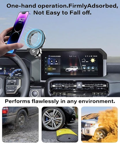 Car Phone Holder for 2024 2025 2026 Toyota Land Cruiser LC250 Accessories Apply to 8/12.3 Inch Touch Screen Fixed Clip Magnetic Cell Phone Mount Hands-Free 360 Degree Rotation
