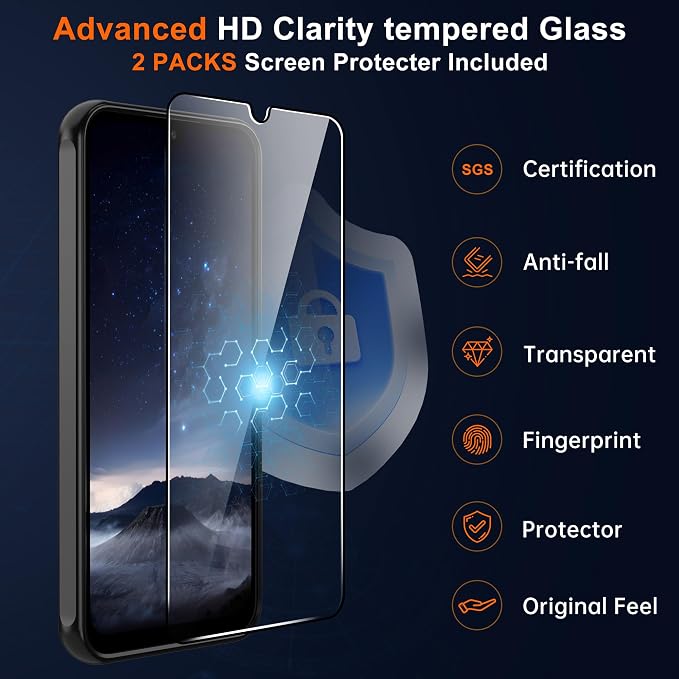 For Samsung Galaxy A16 5G Phone Case:A16 Case [Compatible with Magsafe] with 2PC Tempered Glass Screen Protector,Camera Bump Protection,Slim Frosted Translucent Soft-Touch for Galaxy A16,Matte black