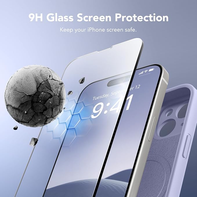 Magnetic for iPhone 13 Case, Compatible with MagSafe, [Full Camera Protection][Screen Protector] Silicone Shockproof Protective Phone Case for iPhone 13 6.1", Lilac