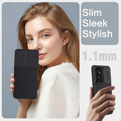 Nillkin for Samsung Galaxy S25 Case with Camera Cover, [Lens Protection] Mil-Grade Shockproof Protective Bumper Hard Cover Slim Phone Case for Galaxy S25 Cases 6.2'' Black