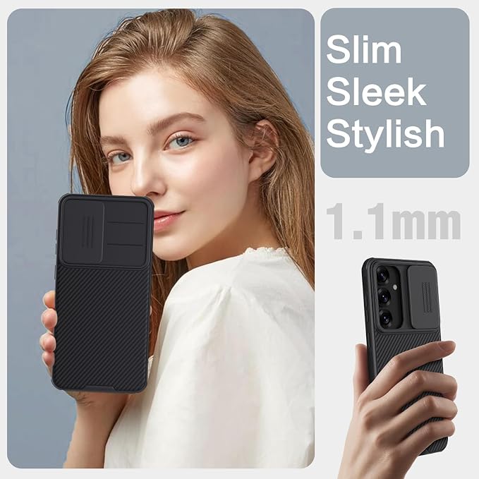 Nillkin for Samsung Galaxy S25 Plus Case with Camera Cover, [Lens Protection] Mil-Grade Shockproof Protective Bumper Hard Cover Slim Phone Case for Galaxy S25 Plus Cases 6.7'' Black