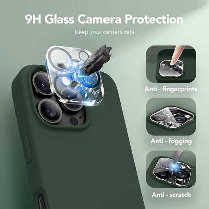 GONEZ Magnetic for iPhone 16 Pro Max Case, Compatible with MagSafe, Liquid Silicone Case, with Screen Protector + Camera Protector, Full Body Protective Shockproof Phone Cover 6.9", Dark Green