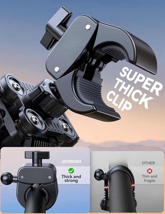 JOYROOM Motorcycle Phone Mount Holder [Capture the Scenery Anytime][Dual Vibration Dampener] Electric Scooter Accessories Holder Handlebar for Electric Scooter/E-Bike/Stroller
