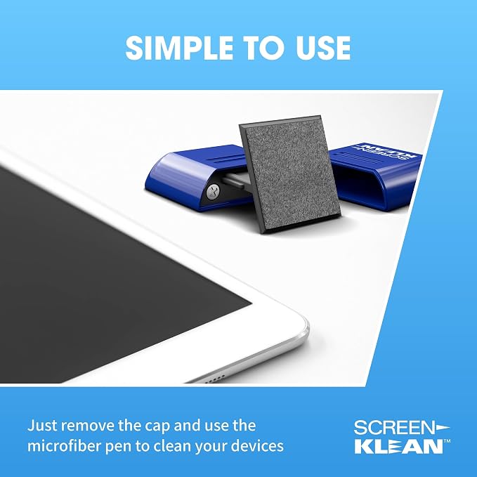 ScreenKlean Tablet Screen Cleaner - Compatible with iPad, Android & Amazon Tablet - with Carbon Microfiber Tech-Injected Blue-1 Count (Pack of 1)