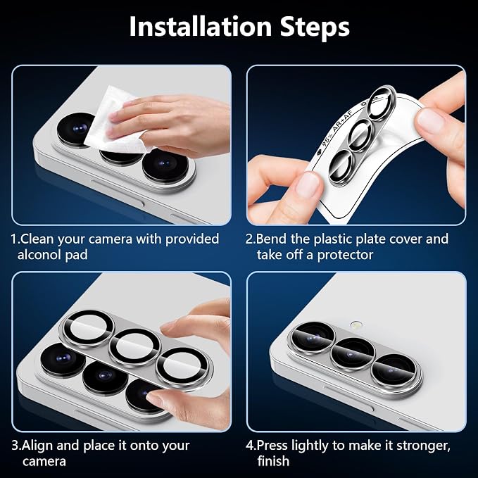 for Samsung Galaxy S26 Camera Lens Protector, Electroplated Matte Back with 9H Tempered Glass Lens Protector, [Strong Adsorption] [Case-Friendly] Metal Ring HD Clear Lens Cover, Gray