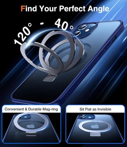 Chicfun 3-in-1 [Magnetic+Kickstand+Ring Holder] for iPhone 12/12 Pro Case Stand Ring Holder Compatible with MagSafe, Military Shockproof Protective iPhone 12/12 Pro Phone Case Kickstand Cover Blue