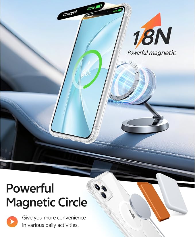 FNTCASE for iPhone 11 Pro Max Case Clear, Fit for Magsafe, Anti Yellowing | Magnetic Phone Cases, 14FT Military Grade Drop Protection, Slim Shockproof Protective Cover, Transparent