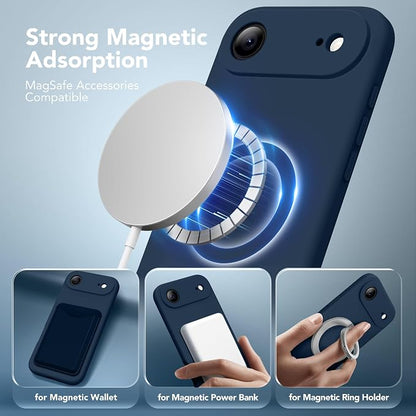 Magnetic for iPhone Air Case, Compatible with MagSafe, [Full Camera Protection][Screen Protector] Silicone Shockproof Protective Phone Case for iPhone 17 Air 6.5", Cobalt Blue