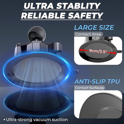 1" Ball Twist-Lock Suction Cup Mount, 3.5" Large Suction Cup Base for Vehicle Windshields, Compatible with RAM Mounts B Size 1" Ball Double Socket Arm, for GoPro Insta360 Camera Phone Holder