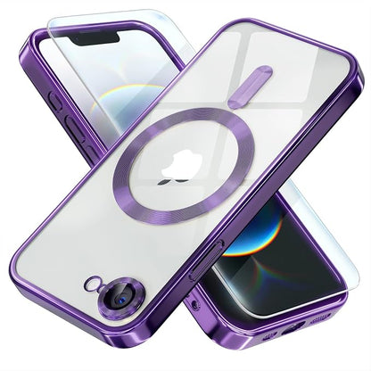 Misea Magnetic for iPhone 17e / 16e Case Compatible with MagSafe [Never Yellowing] [Military Grade Drop Protection] Full Camera Lens Protector Plating Soft Clear Phone Case for Women 6.1", Deep Purple