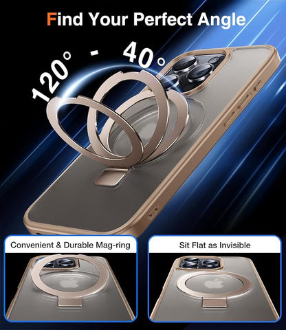 Chicfun 3-in-1 [Magnetic+Kickstand+Ring Holder] for iPhone 16 Pro Case with Stand Ring Holder,Compatible with MagSafe, Military Shockproof Kickstand Case iPhone 16 Pro Desert Titanium