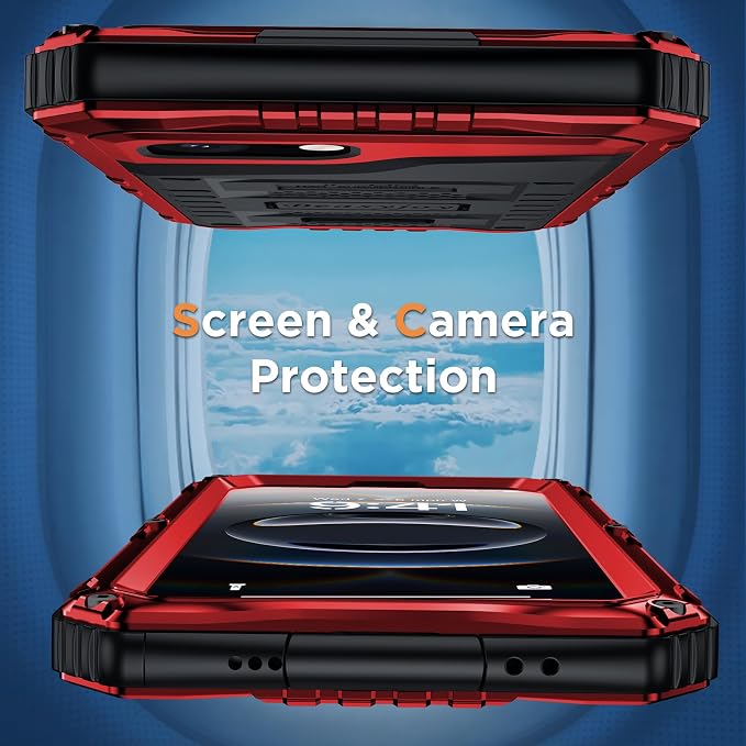Beasyjoy for iPhone 16e Case/iPhone 17e Case Waterproof, Metal Heavy Duty Full Body Protective Case with Built-in Screen Protector, Military Grade Shockproof Cover for iPhone 16e/17e 6.1", Red