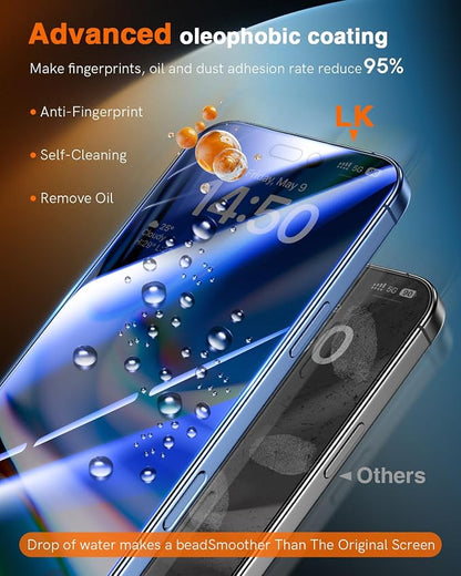 LK 2 Pack for iPhone iPhone 17 Pro Max Privacy Screen Protector [New Upgrade] [Auto Dust Removal] Anti-Spy Tempered Glass Screen Protector for 17 Pro Max, No bubbles, Easy Installation, Case Friendly