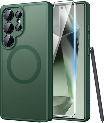FNTCASE for Samsung Galaxy S24 Ultra Case, Compatible with Magsafe Green | Screen Protector, Full Camera Protection, Translucent Matte, 14FT Military Grade Drop Proof, Protective Phone Cover