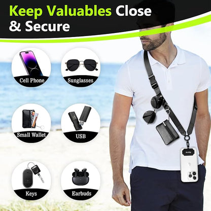 Azrra Adjustable Crossbody Cell Phone Lanyard for iPhone with Phone Tethers & Detachable Card Holder Wallet