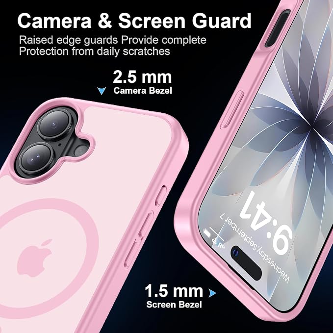Strong Magnetic for iPhone 17 case [10Ft Military-Grade Protection] Compatible with fit MagSafe Shockproof Slim Thin Cover case for iPhone 17 6.3 inch, Light Pink