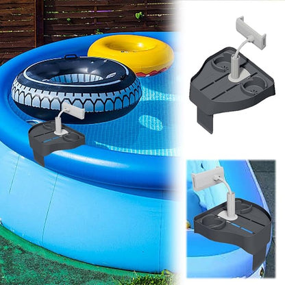 3-in-1 Adjustable Hot Tub Tray Table with Cup Holder, Phone Stand, Outdoor Pool Spa Caddy Drink Holder, Inflatable Pool Accessories (Grey)