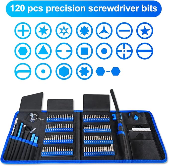 EFAITHFIX Screwdriver Sets 142-Piece Electronics Precision Screwdriver with 120 Bits Magnetic Repair Tool Kit for iPhone, MacBook, Computer, Laptop, PC, Tablet, PS4, Xbox, Nintendo, Game Console, etc