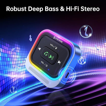 Syncwire Bluetooth 5.4 Receiver 3.5mm Aux Car Adapter Bluetooth Receiver Car Kit with Coiled Cable [Large Mic Noise Cancellation] [Hands-Free Calling] [HiFi Deep Bass] [Colorful Light Switch]
