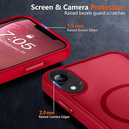 MOCCA Strong Magnetic for iPhone XR Phone Case, [Compatible with Magsafe][Mil-Grade Drop Protection] Slim Thin Translucent Matte Protective Cover Case for iPhone XR Case 6.1'', Red