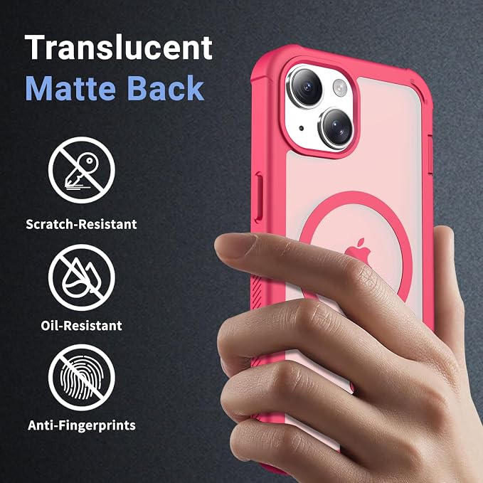 jaroco Magnetic for iPhone 13 Case, [Compatible with MagSafe][Military Grade Drop Protection][Heavy Duty Protection][Non-Slip][Shockproof] 2-Layer Durable Bumper Phone Case 6.1''-Rose