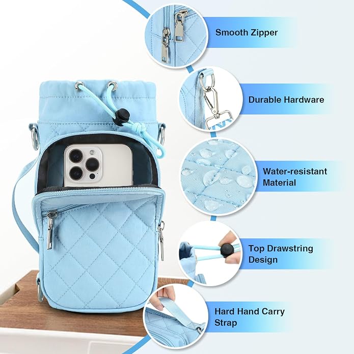 AGLOD Water Bottle Carrier Bag with Strap, Water Bottle Holder Crossbody Bags for Women Men for Walking, Hiking,Cycling