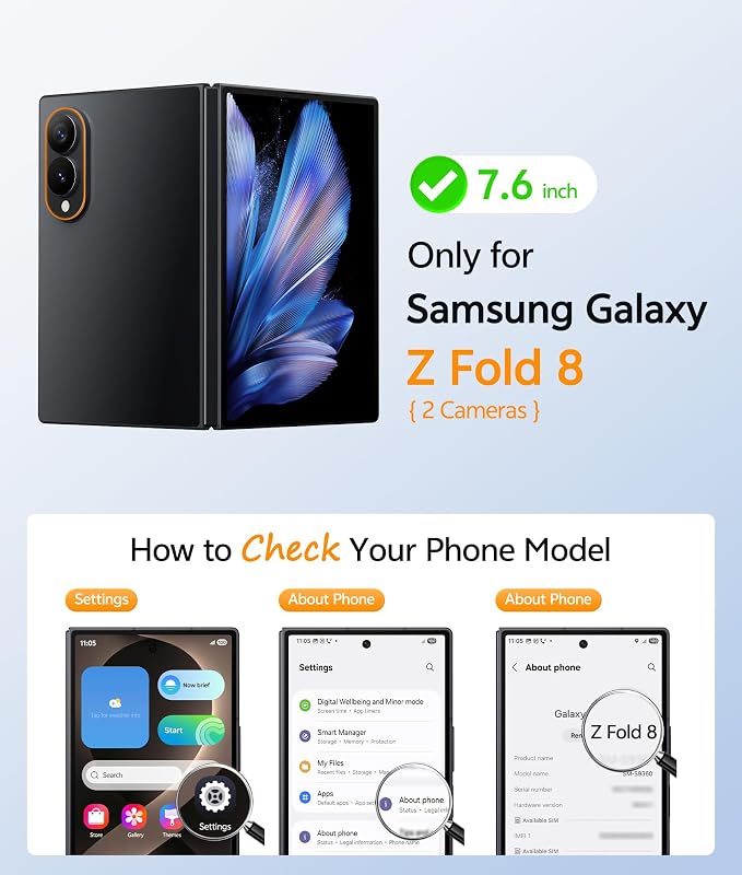 FNTCASE for Samsung Galaxy Z Fold 8 Case, Fit for Magsafe, Hinge Protection | Screen Protector, Translucent Matte Magnetic Back, 18FT Military Grade Drop Proof, Protective Phone Cover, Clear