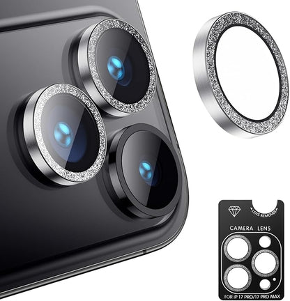 AFARER Camera Lens Protector for iPhone 17Pro/ 17 Pro Max,[Strong Adsorption] [Not Easy to Break] 9H Ultra-thin Tempered Glass, Individual Bling Cover & HD Clarity,Sliver