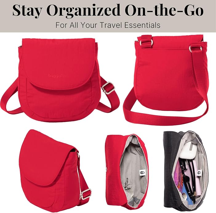 Baggallini Swift Flap Mini Crossbody - 6.3"x7" Lightweight Small Travel Purse with Crossbody Strap and RFID