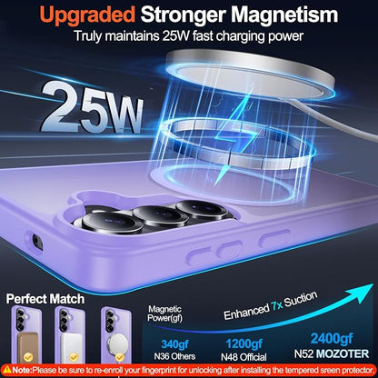 MOZOTER for Samsung Galaxy S26 Plus Case with Magnetic,[Compatible with MagSafe][12Ft Military Dropproof][2*Screen Protector] Translucent Anti-Slip Back Slim Shockproof Case for S26 Plus-Purple