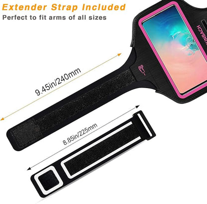 Armband for Samsung Galaxy S25+/S24+/S23+/S22+/S20+/S10+/S9+/S8+, Running Exercise Gym Bag with Key Holder and Card Slot (Pink)