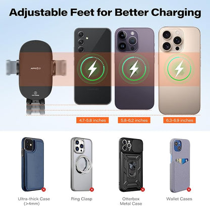 APPS2Car Suction Phone Mount Wireless Car Charger, 15W Dashboard Wireless Charger for Car, Compatible with iPhone, Samsung, LG and More