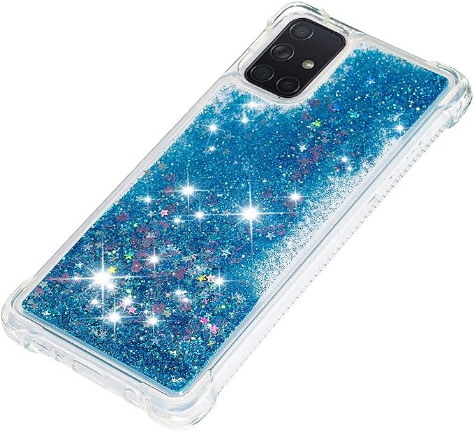 Liquid Case Silicone für Galaxy A71 Blue, Ultra Slim Silicone Liquid Floating Bumper Case Transparent Protective Cover Yellowing-Resistant Gel Back Case Scratch Compatible with Samsung Galaxy A71