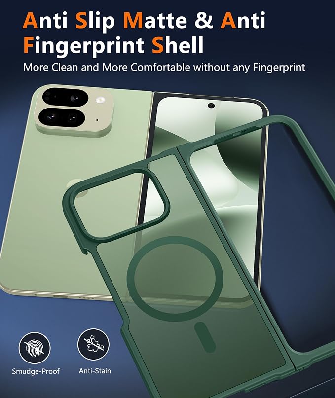 FNTCASE for Google Pixel 10-Pro-Fold Magnetic Case: Translucent Matte Textured Military Grade Drop Protection Cell Phone Cover - Slim Rugged Durable Shockproof Protective Bumper Cases