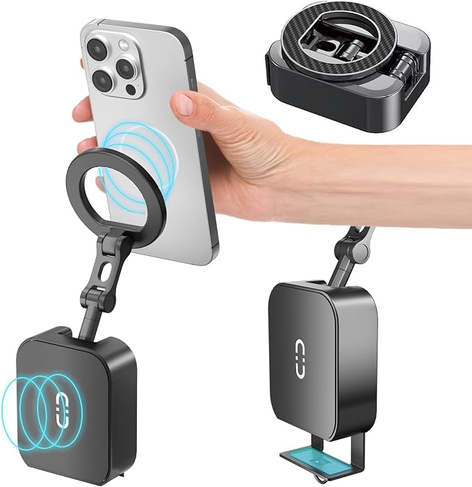 Alloy Magnetic Golf Cart Phone Holder for MagSafe iPhone,Unique Golf Gifts for Men Golfers Dad Father Husband,360° Foldable Rotation Phone Mount Portable Golf Accessories Mini Gym Phone Holder