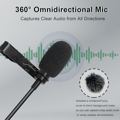 Lavalier Lapel Microphone Compatible with Sennheiser Wireless System Bodypack Transmitter EW100 G4 EW300 G1 G2 G3, EWD1, ME2, ME3, ME4 Omnidirectional Condenser Mic (3.5mm Screw Lock Plug)