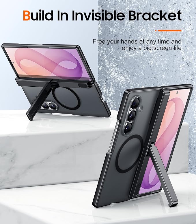 SPIDERCASE Magnetic for Samsung Galaxy Z Fold 8 Ultra Case,Built-in [Screen Protector] [Hinge Protection] [Kickstand] Full Body Protective Phone Case for Z Fold 8 Ultra - Black