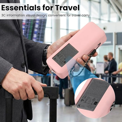 Compatible with Anker Prime Power Bank 26,250Mah 300W Case Cover, Soft Silicone Shockproof Protective Case for Anker 300W Prime Power Bank with Anti-Lost Strap, LCD Display Visible (Pink)