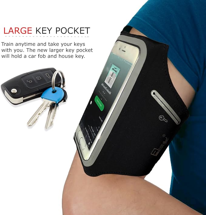 RevereSport Waterproof Armband for iPhone Pro Max 17/16/15/14/13/12 Plus/Air with Extra Pockets for Keys, Cash and Credit Cards. Running Phone Arm Holder for Sports, Gym Workouts and Exercise