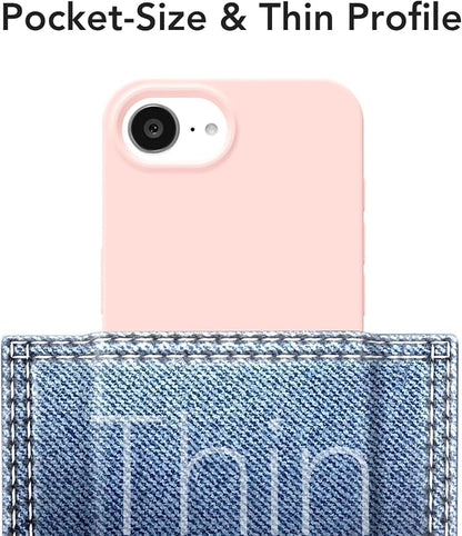 for iPhone 17e 16e Case Silicone Compatible with Magsafe Case, Ultra Slim Thin Magnetic Phone Cases Mag Safe, Cute Soft Rubber Gel TPU Matte Plain Wireless Charging Cover for Women, Light Pink